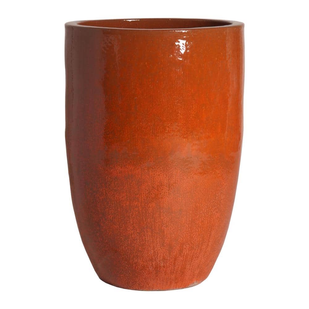 23 in. Paprika Ceramic Round Planter (23 in. L x 23 in. W x 32 in. H) High-Fire Treatment with Drainage Hole price history on PriceWatchPro