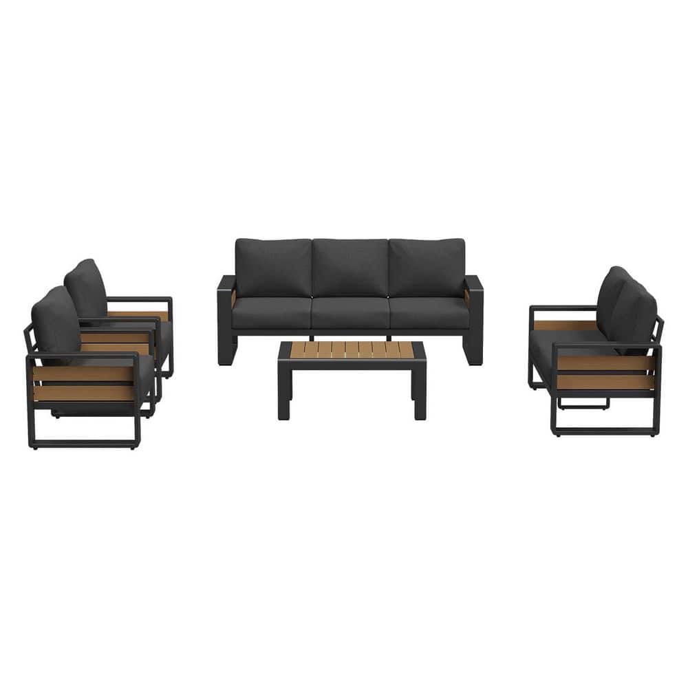 5-Piece Aluminum Patio Conversation Set with Dark Grey Cushions and Coffee Table price history on PriceWatchPro