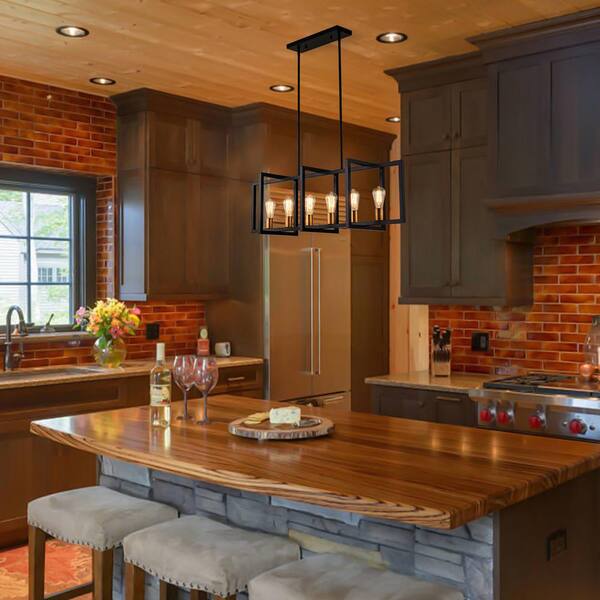 HUOKU LIBERTAB 6-Light Black Kitchen Island Pendant Light