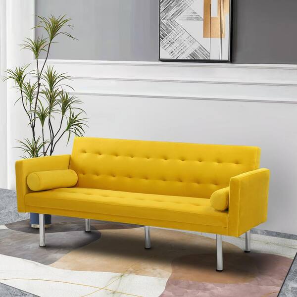 Yellow Velvet Sofa Bed Baci Living Room