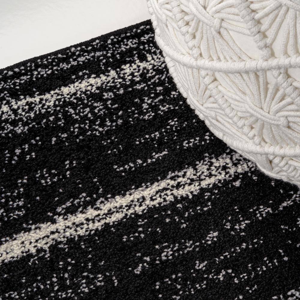 Williamsburg Minimalist Stripe Black and Cream Synthetic Rectangular Area Rug