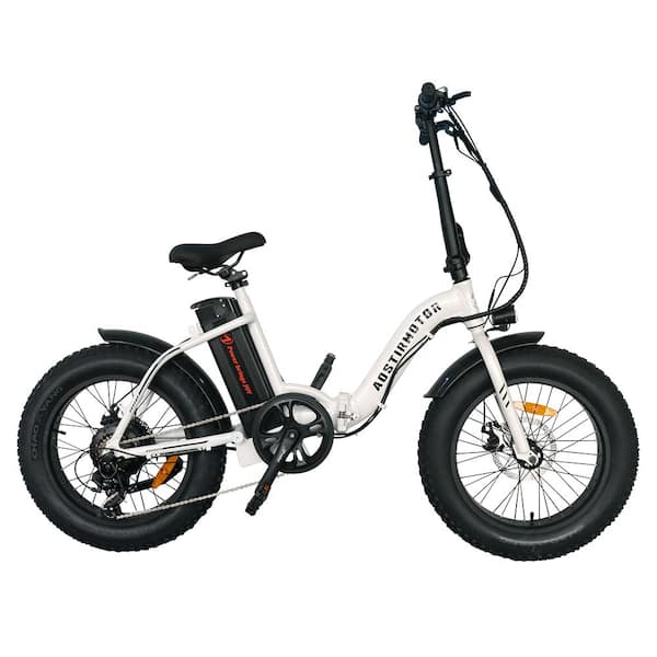Wildaven 20 in. Electric Bicycle with 500 -Watt Motor, 36-Volt 13Ah Lithium Battery, White and Black