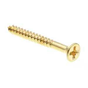#6 x 1-1/4 in. Solid Brass Phillips Drive Flat Head Wood Screws (25-Pack)