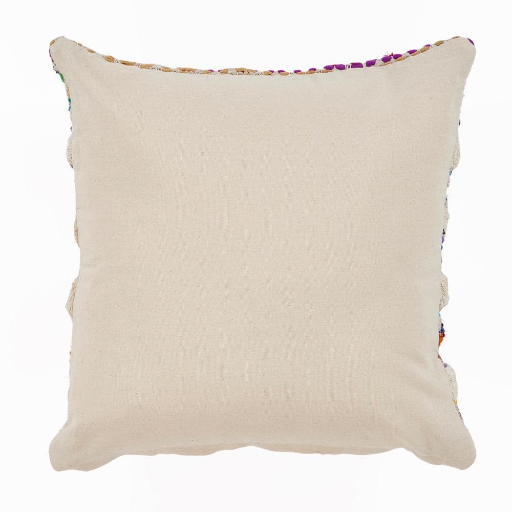Multicolor Handwoven Cotton Chevron Striped Throw Pillow, 18" Square