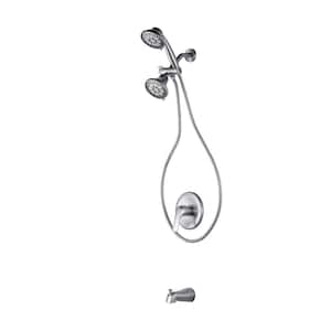 Single Handle 8-Spray Patterns Tub and Shower Faucet 1.8 GPM with Handheld Shower in Brushed Nickel (Valve Included)