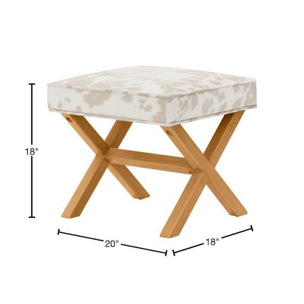 Eleanor Ottoman & Accent Stool in Light Tan Cowprint Upholstery (20" W)