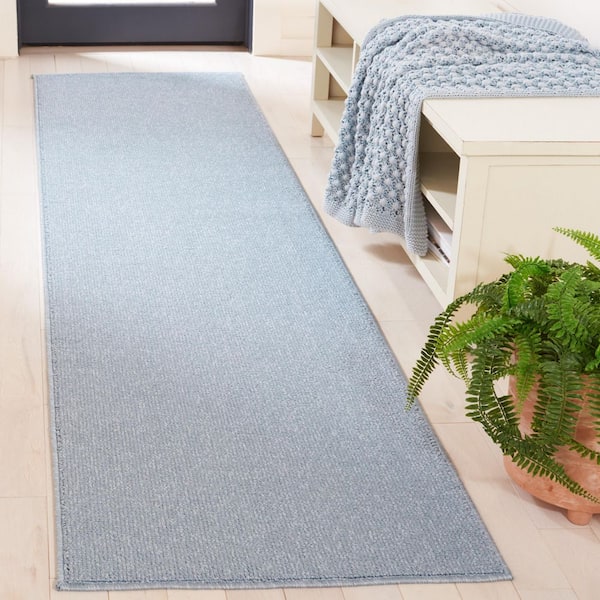 River 2 ft. x 8 ft. Blue Solid Marle Runner Rug