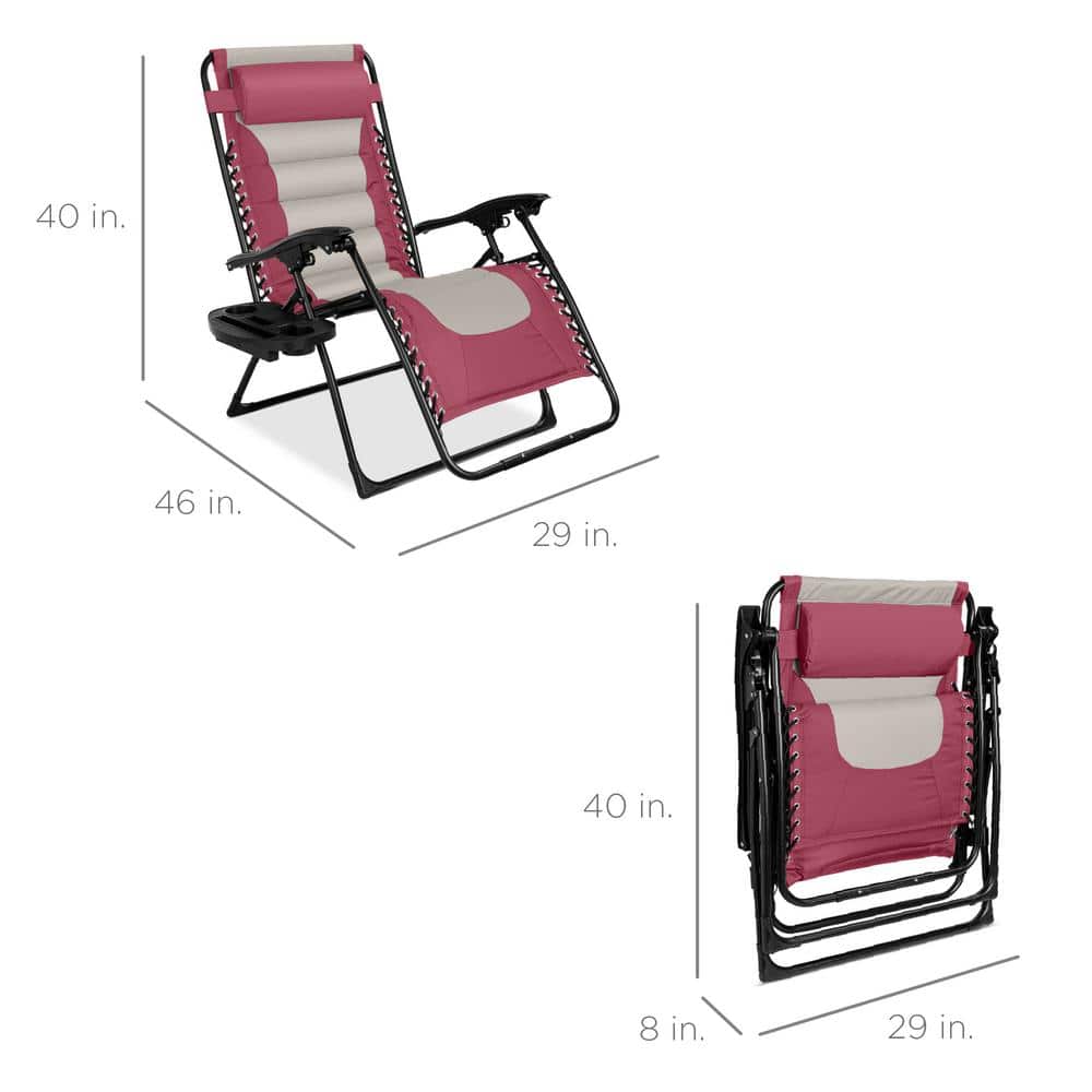 Oversized Pink and Taupe Zero Gravity Beach Lounger with Arms