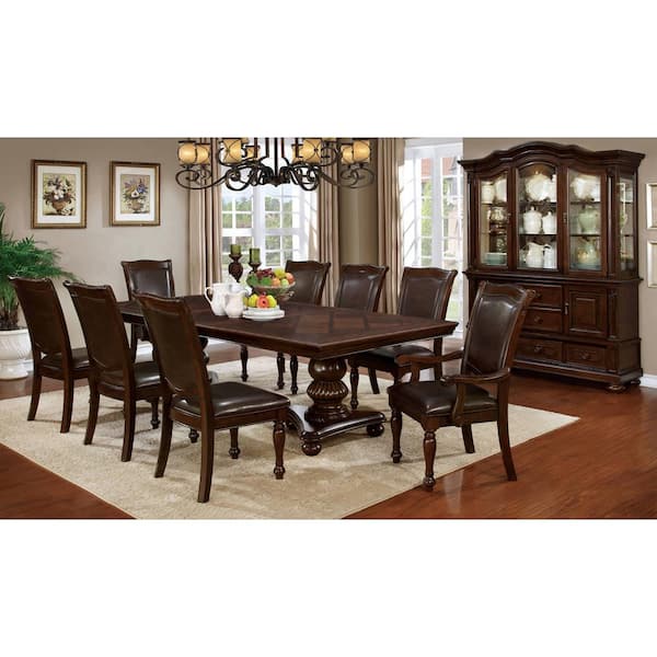 Pridore Transitional Brown Cherry Faux Leather Padded Side Dining Chair (Set of 2)