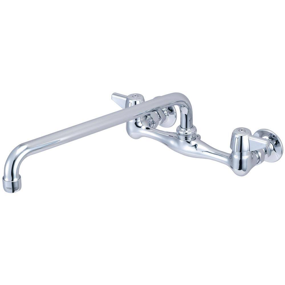 Central Brass Double Handle Wall Mount Standard Kitchen Faucet In Polished Chrome 0047 Ua4 The