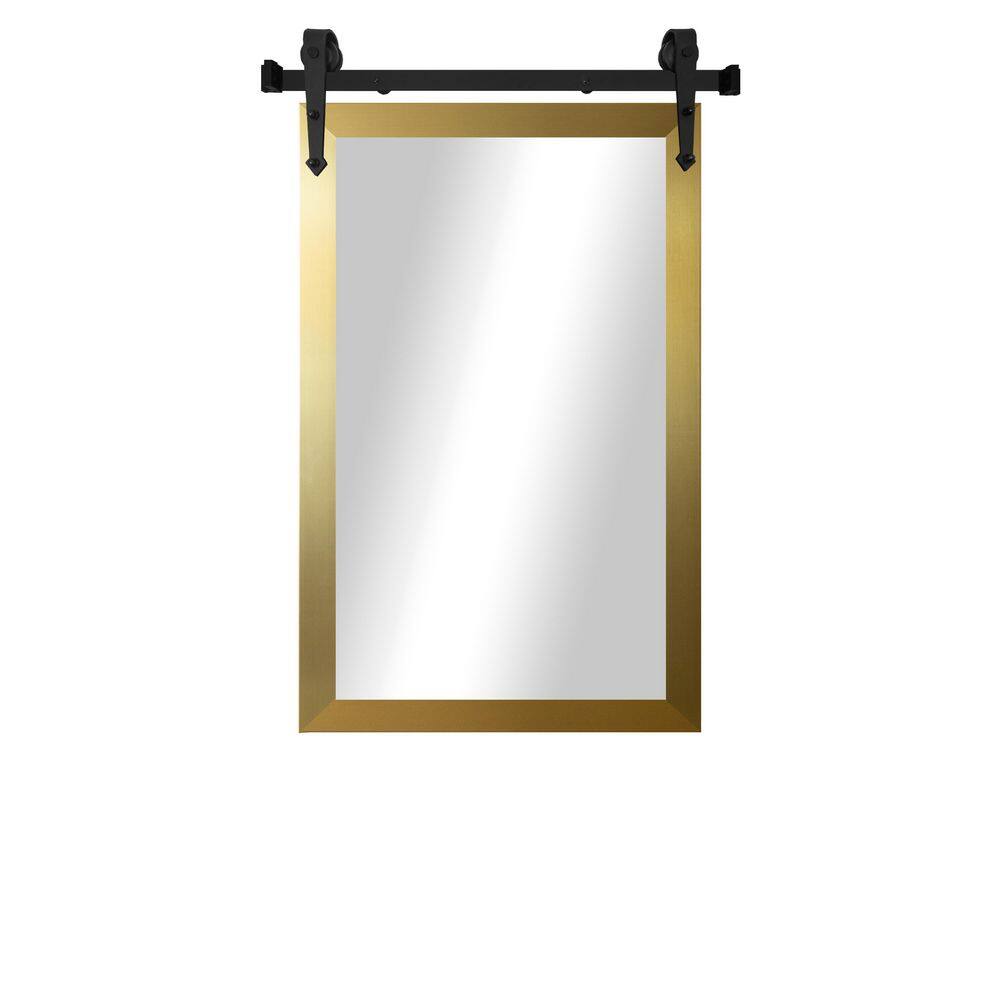 (33 in. W x 50 in. H) Gold Modern Rustic Vertical Mirror with Steel Barn Door Rail price history on PriceWatchPro