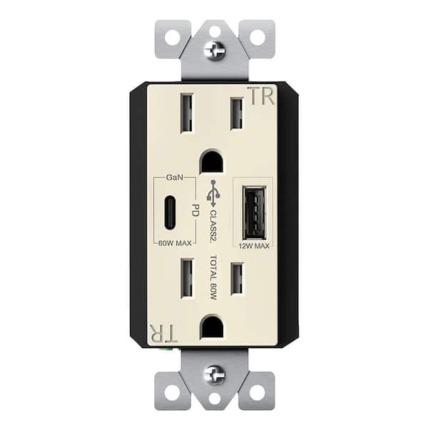 TOPGREENER 15 Amp Duplex Receptacle, 60-Watt Power Delivery USB