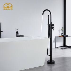 2-Handle Freestanding Tub Faucet with Shower Head with Handle in Matte Black