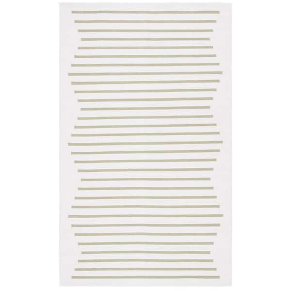 SAFAVIEH Montauk Ivory/Light Green 6 ft. x 9 ft. Chevron Lines Area Rug