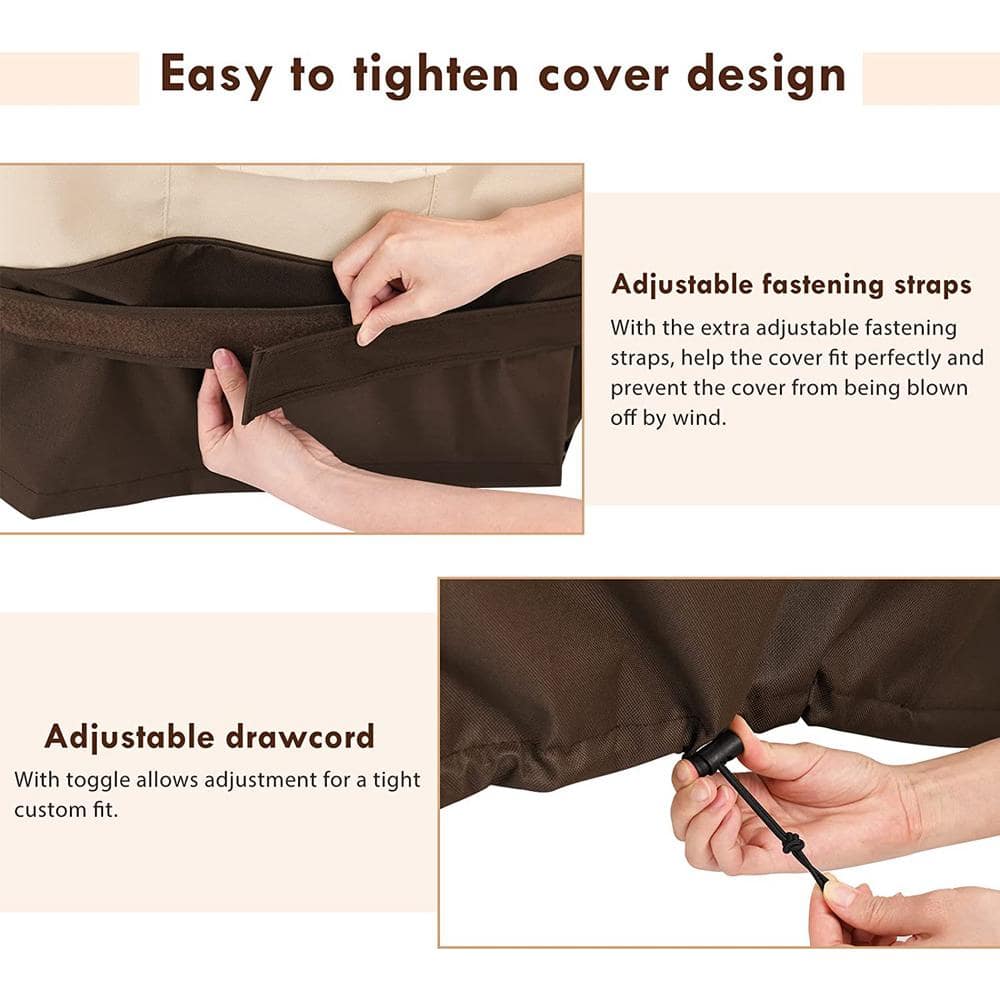 Khaki and Brown Waterproof Patio Chair Covers, 29" W x 30" D x 36" H, 2-Pack