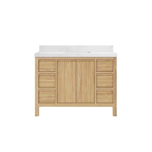Willow Collections Elizabeth 48 in. W x 22 in. D x 36 in. H Bath Vanity in Natural with 2" Empira Quartz Top