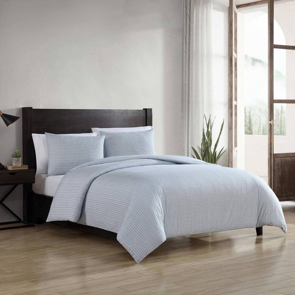 Navy Blue Cotton Full/Queen Duvet Set with Shams