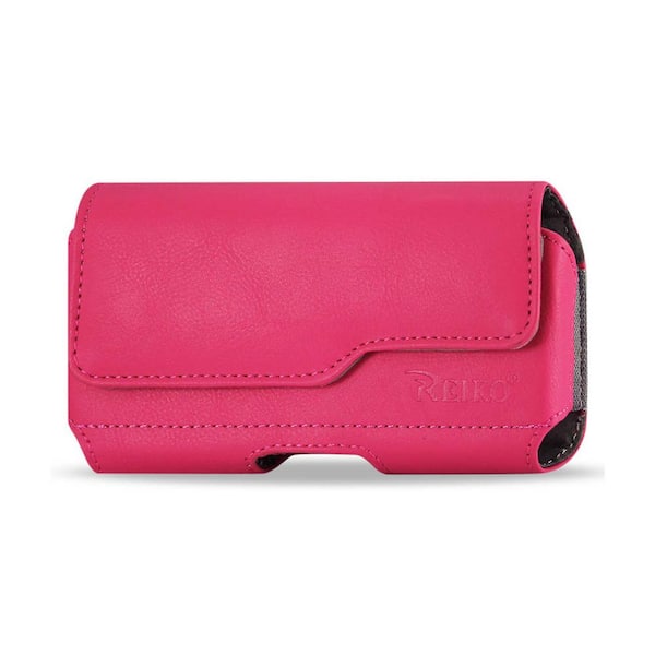 REIKO Medium Horizontal Leather Holster in Hot Pink