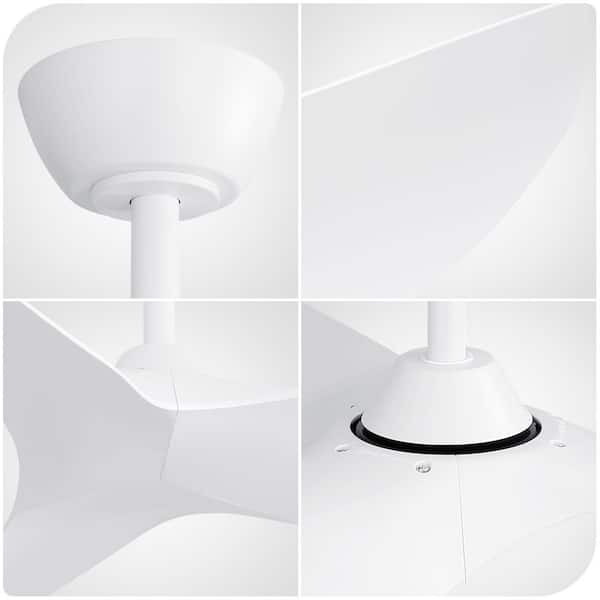 38 in. Modern Indoor White 6-Speed White Blades Downrod Mount Ceiling Fan with 3-Size Adjustable Downrods and Remote