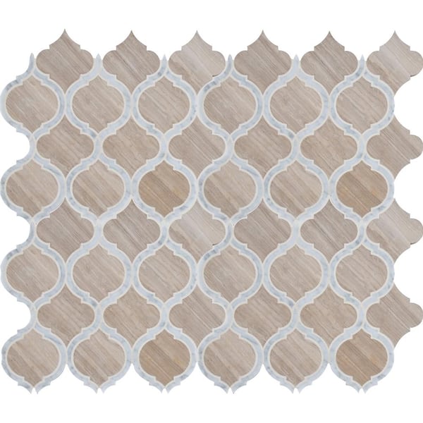 MSI White Quarry Savona 10.89 in. x 12.80 in x 10 mm Honed Marble Mosaic Tile (0.97 sq. ft.)