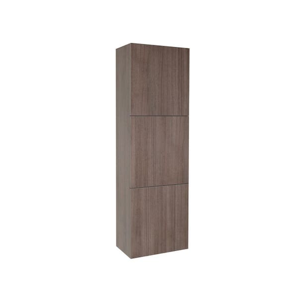 Fresca 17-3/4 in. W x 59 in. H x 12 in. D 3-Door Bathroom Linen Storage Cabinet in Gray Oak