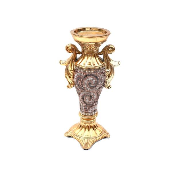 Nube Ambrose Gold Plated 6 In X 4 In X 11 5 In Crystal Embellished Ceramic Candlestick Holder Ys9230mj7r The Home Depot