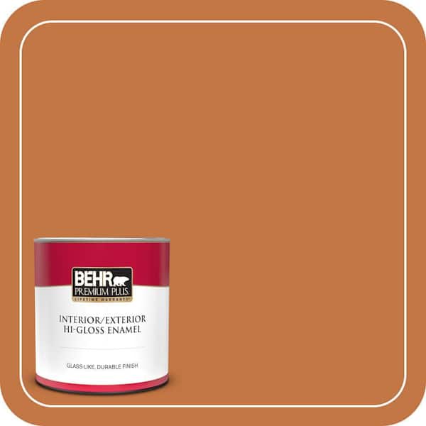 BEHR PREMIUM PLUS 1 qt. #PPU3-02 Marmalade Glaze Hi-Gloss Enamel Interior/Exterior Paint & Primer