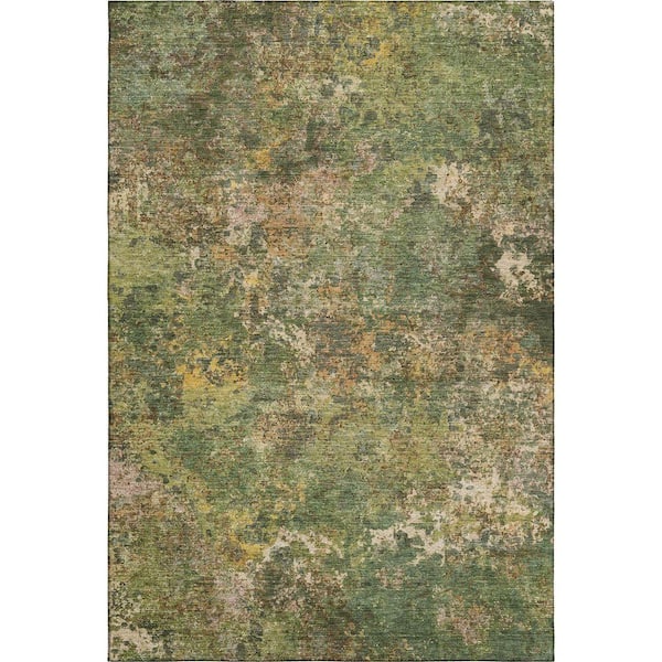 Mayfield Premium Machine Washable Abstract AMF2166 Aloe 9 ft. x 12 ft. Area Rug