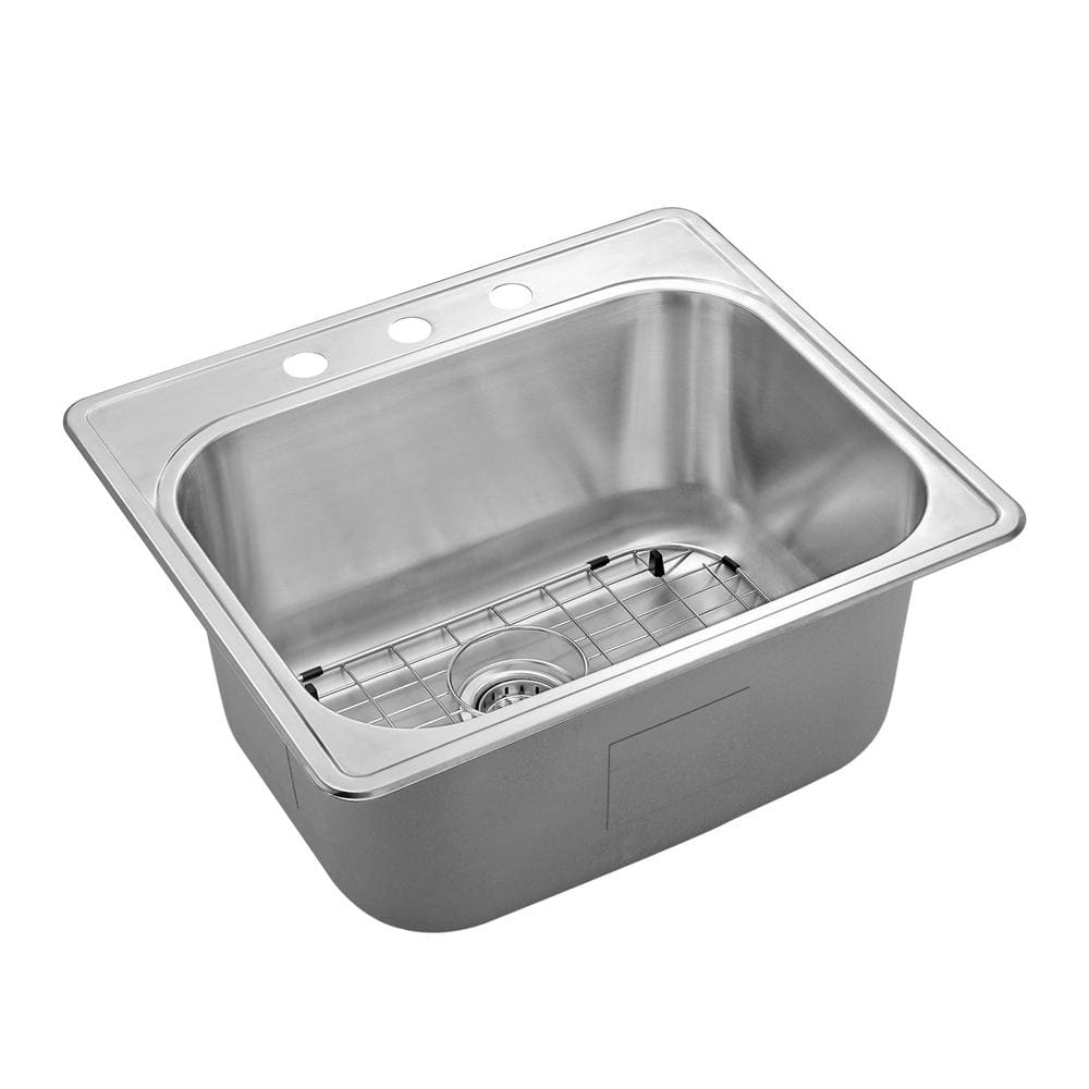 25" x 22" Stainless Steel Single Bowl Kitchen Sink with Accessories