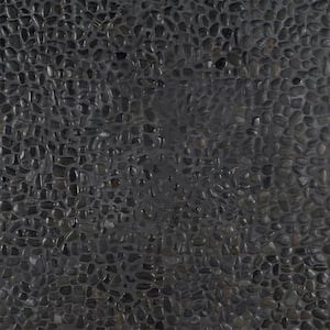 3D Pebble Rock Jet Black 12 in. x 12 in. x 10 mm Marble Mosaic Floor and Wall Tile