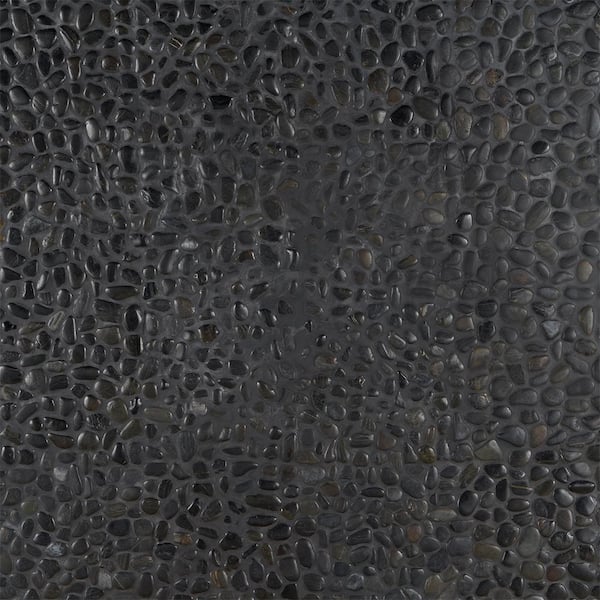 Ivy Hill Tile 3D Pebble Rock Jet Black 12 in. x 12 in. x 10 mm Marble Mosaic Floor and Wall Tile