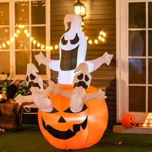 6 ft. LED Jack-O-Lantern with Ghosts Halloween Inflatable