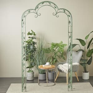 91 in. x 15 in. Metal Arched Leaf Vine Garden Arbor