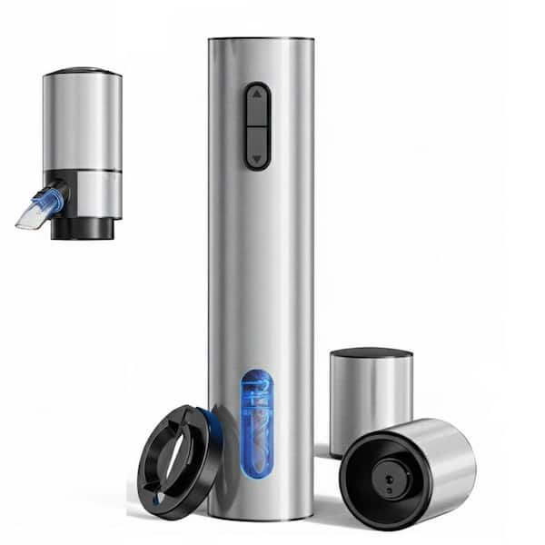 Stainless Steel Silver Wine Opener Set Electric Wine Opener Aerator and Vacuum Stoppers Kitchen Tool Kit