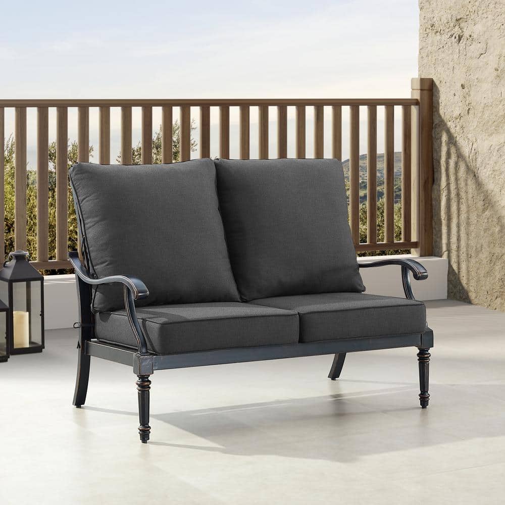 Black 1-Piece Aluminum Outdoor Loveseat with Black Cushion price history on PriceWatchPro