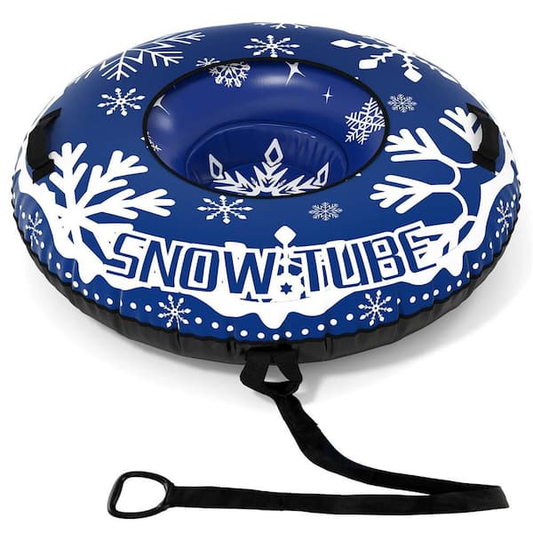 42 in. Inflatable Snow Tube with Detachable Tow Strap, Thickened Bottom, 3-in-1 Valve Blue