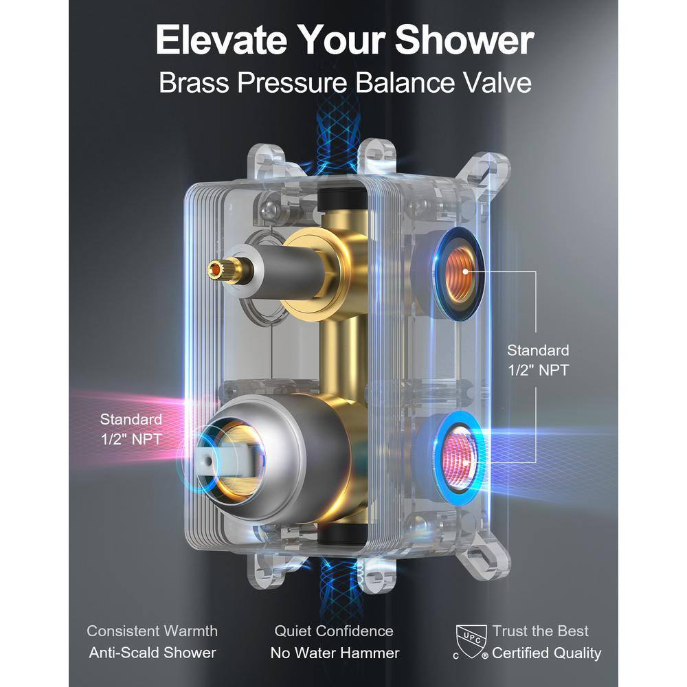 Nickel Wall Mounted Adjustable Rain Shower System with Handheld