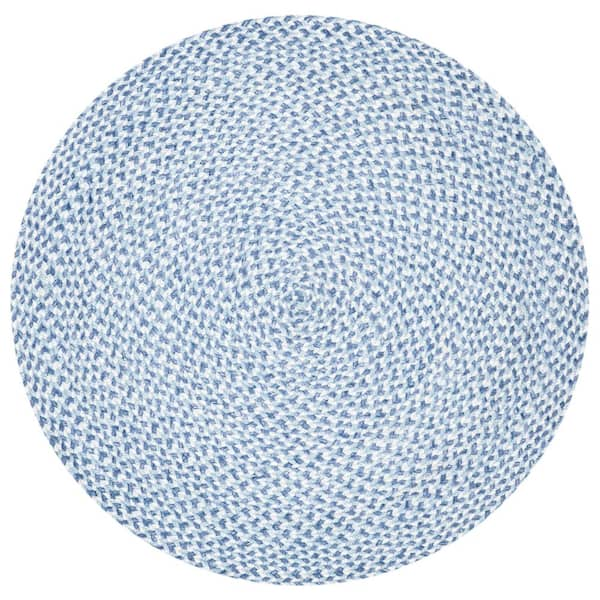 SAFAVIEH Braided Blue/Aqua 7 ft. x 7 ft. Round Solid Area Rug