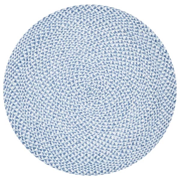 SAFAVIEH Braided Blue/Aqua 9 ft. x 9 ft. Round Solid Area Rug