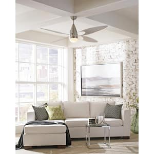 Butterfly 54 in. Integrated LED Indoor/Outdoor Brushed Steel Ceiling Fan Silver Blades and Remote Control