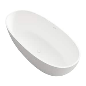 64.96 in. Stone Resin Solid Surface Flatbottom Non-Whirlpool Freestanding Bathtub in White