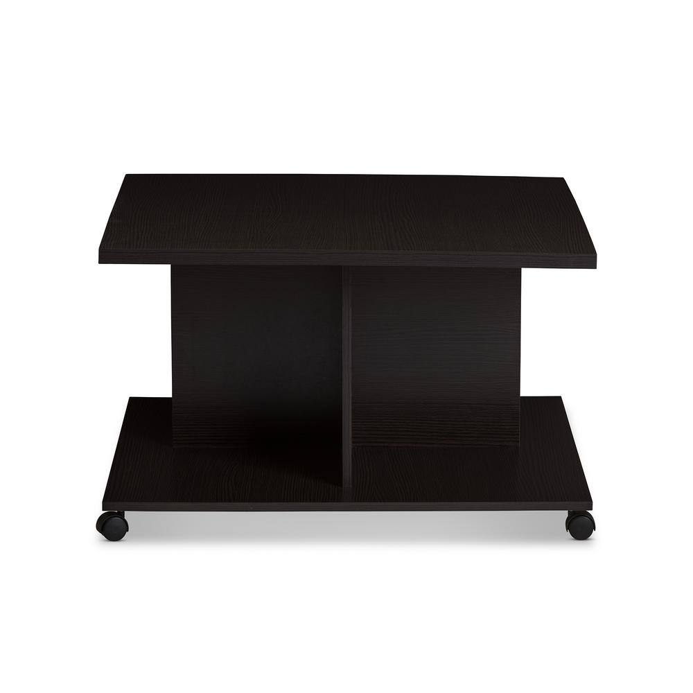 Wenge Brown Square Wood Coffee Table with Storage