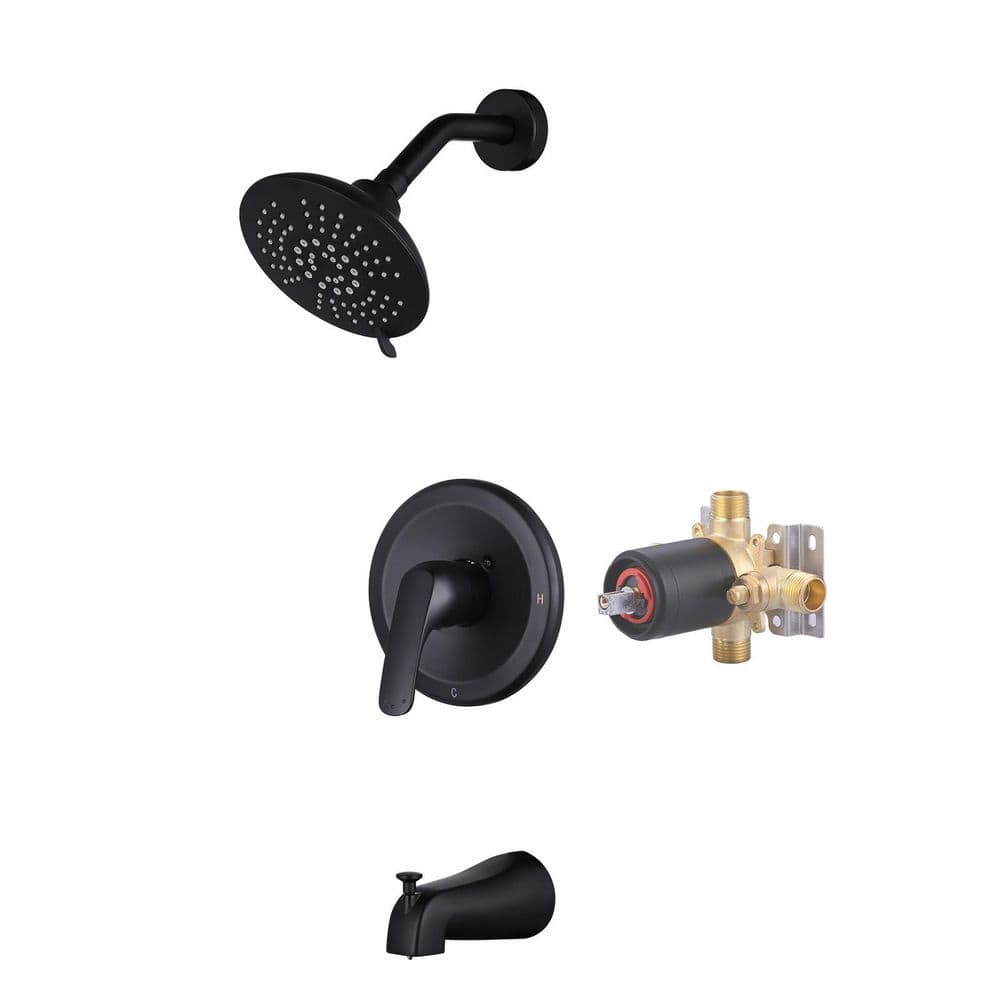 Single Handle 5-Spray Shower Faucet 1.8 GPM with Tub Spout in Matte Black price history on PriceWatchPro
