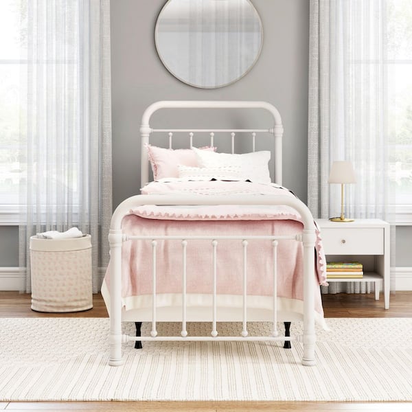 Kirkland White Metal Frame Twin Panel Bed