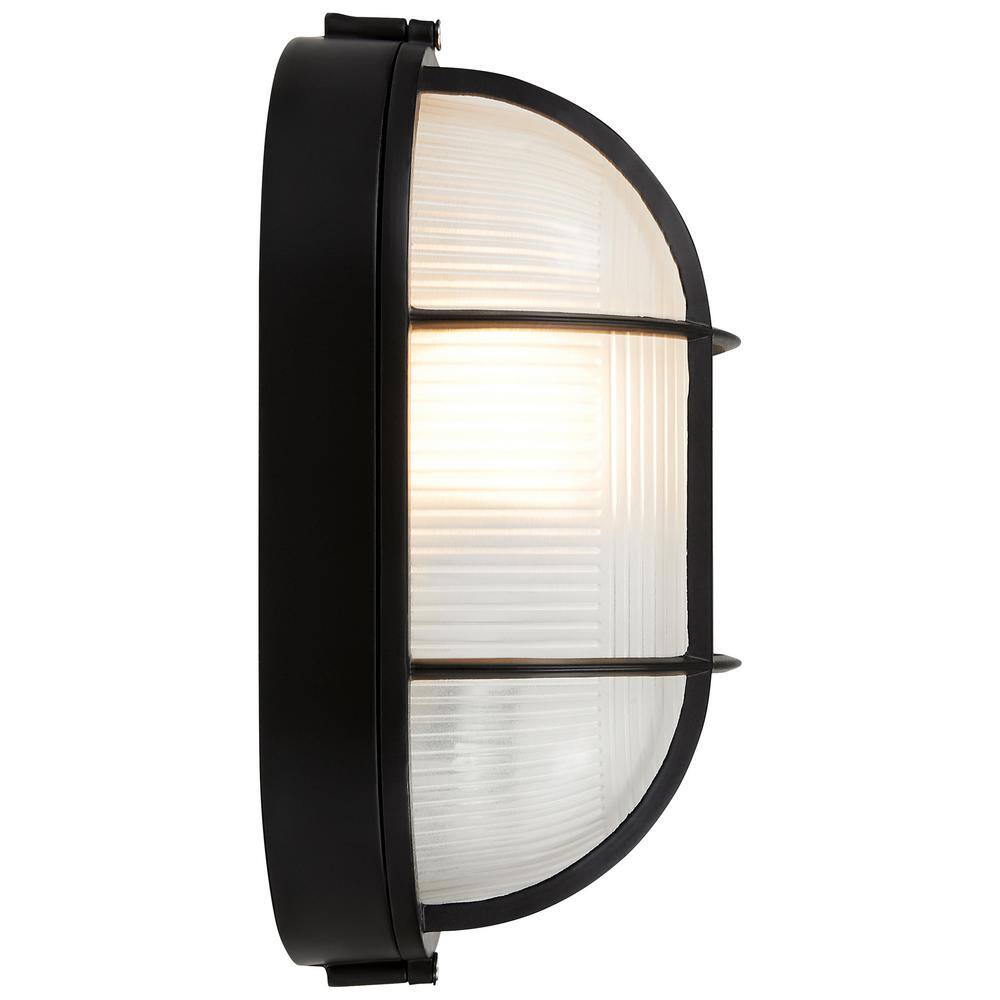 Nautical Charm 11" Black Glass Cylinder Outdoor Wall Light