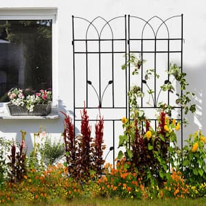 17 .7 in. x 71 in. Metal Garden Rustproof Trellis for Climbing Plants, Black (4-Pack)