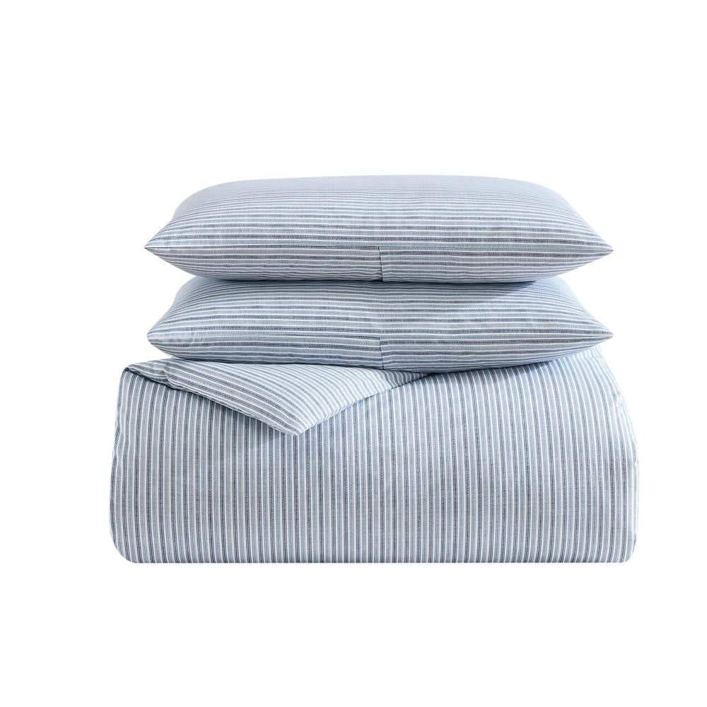 Navy Blue Cotton Full/Queen Duvet Set with Shams