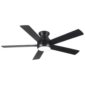 Light Pro 52 in. Indoor Black Low Profile Standard Ceiling Fan with Integrated LED and Remote Control