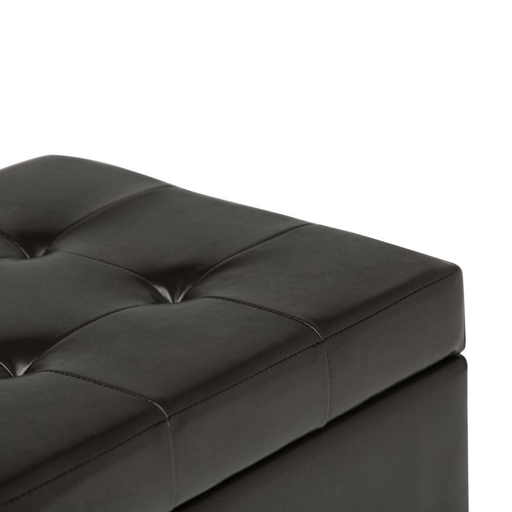 Tanners Brown Tufted Faux Leather Storage Footstool