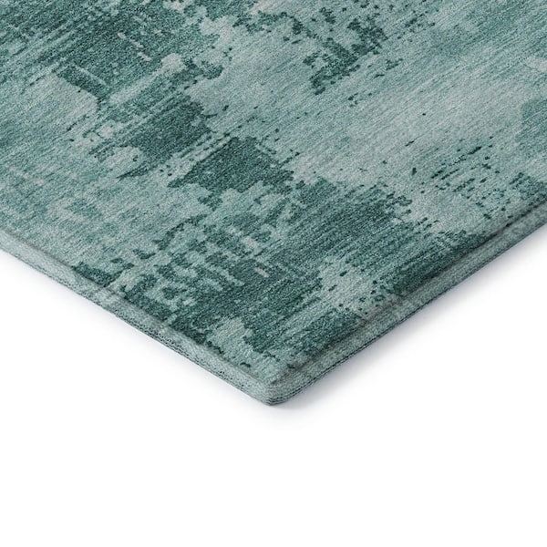 Mayfield Premium Machine Washable Abstract AMF1062 Teal 2 ft. x 3 ft. Area Rug